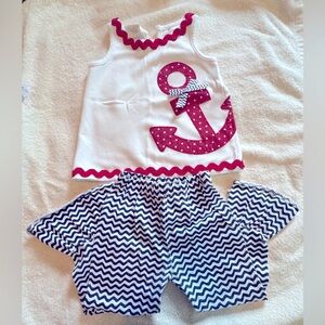 Nautical Anchor Kids Outfit - Red and Navy
